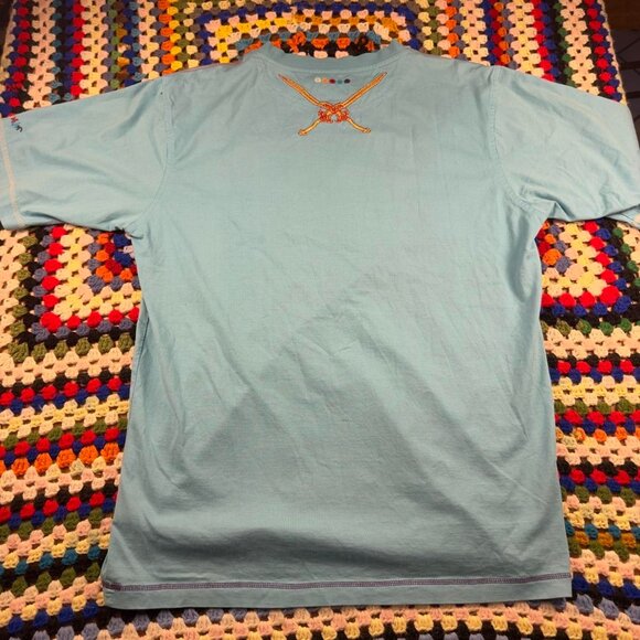 Vintage COOGI T-Shirt โ Blue โ Embroidered Eagle Sword Graphic โ Size Large - Picture 6 of 8
